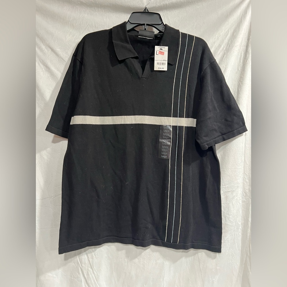 JF J.Ferrar Black Polo with White‎ Accents